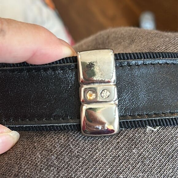 Vintage Mondi black leather belt with rhinestones‎ & silver detailing main image 6